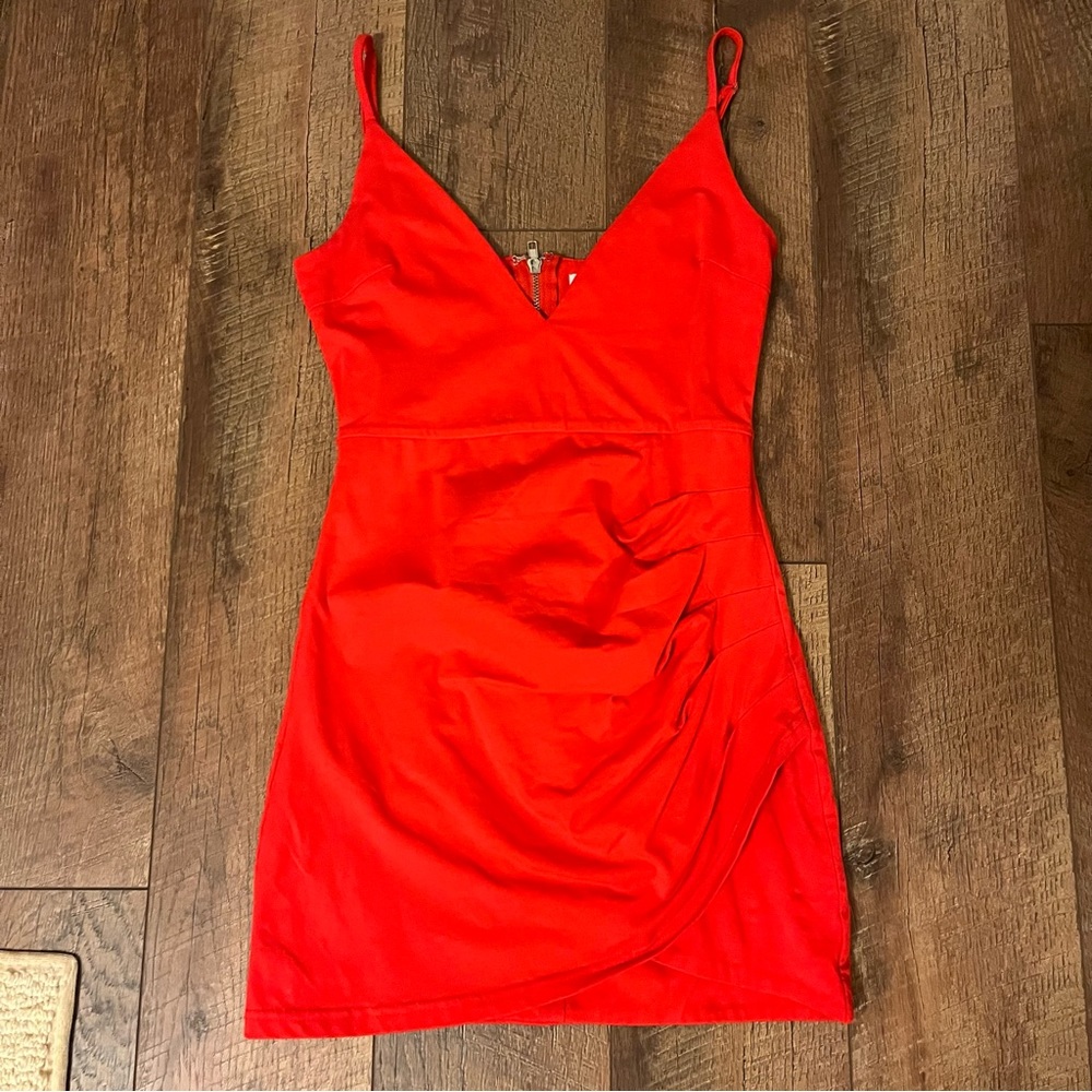 Princess Polly Red Mini Dress with Crossover Front Detail (size US 6)